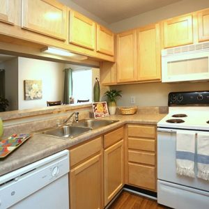 Model unit kitchen featuring modern decor